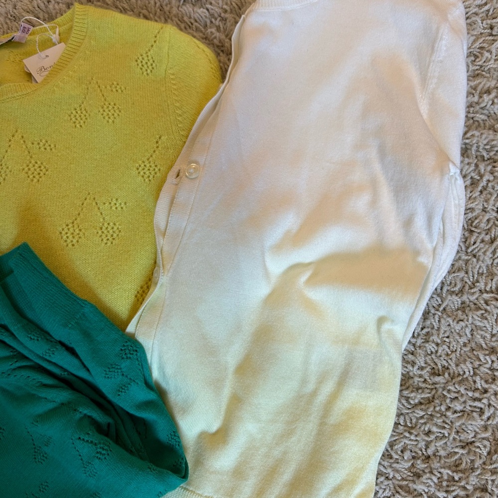 Bonpoint sweater bundle- Yellow, cream cashmere and Green Kids Sweaters